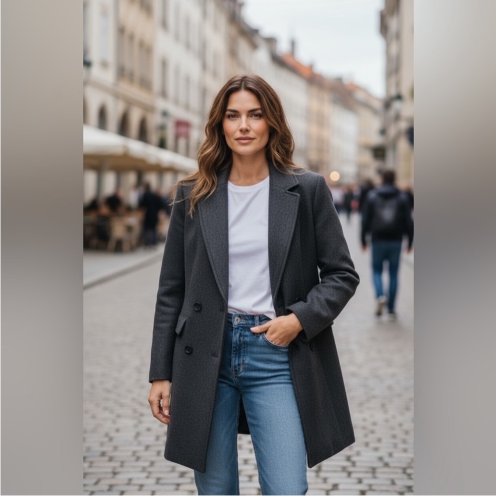 Wilfred Charcoal Wool Blend Coat